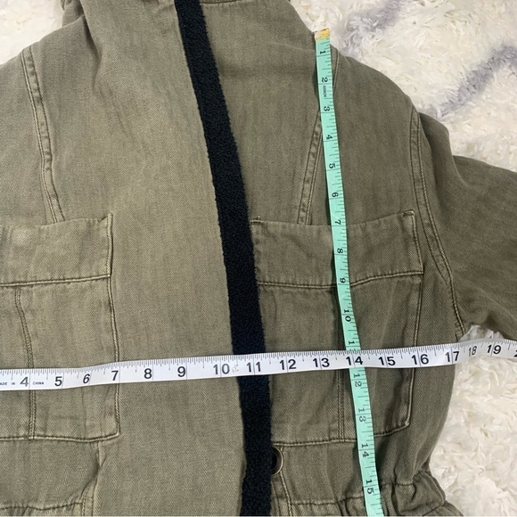 Free People Soft Peplum Hooded Military Army Green Cargo Jacket - Picture 14 of 15
